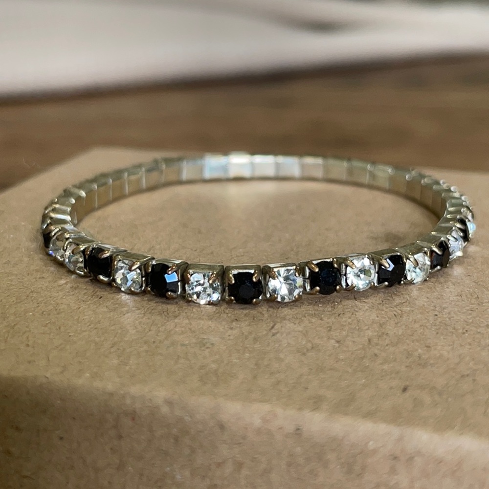 Stretchy black and silver crystal bracelet